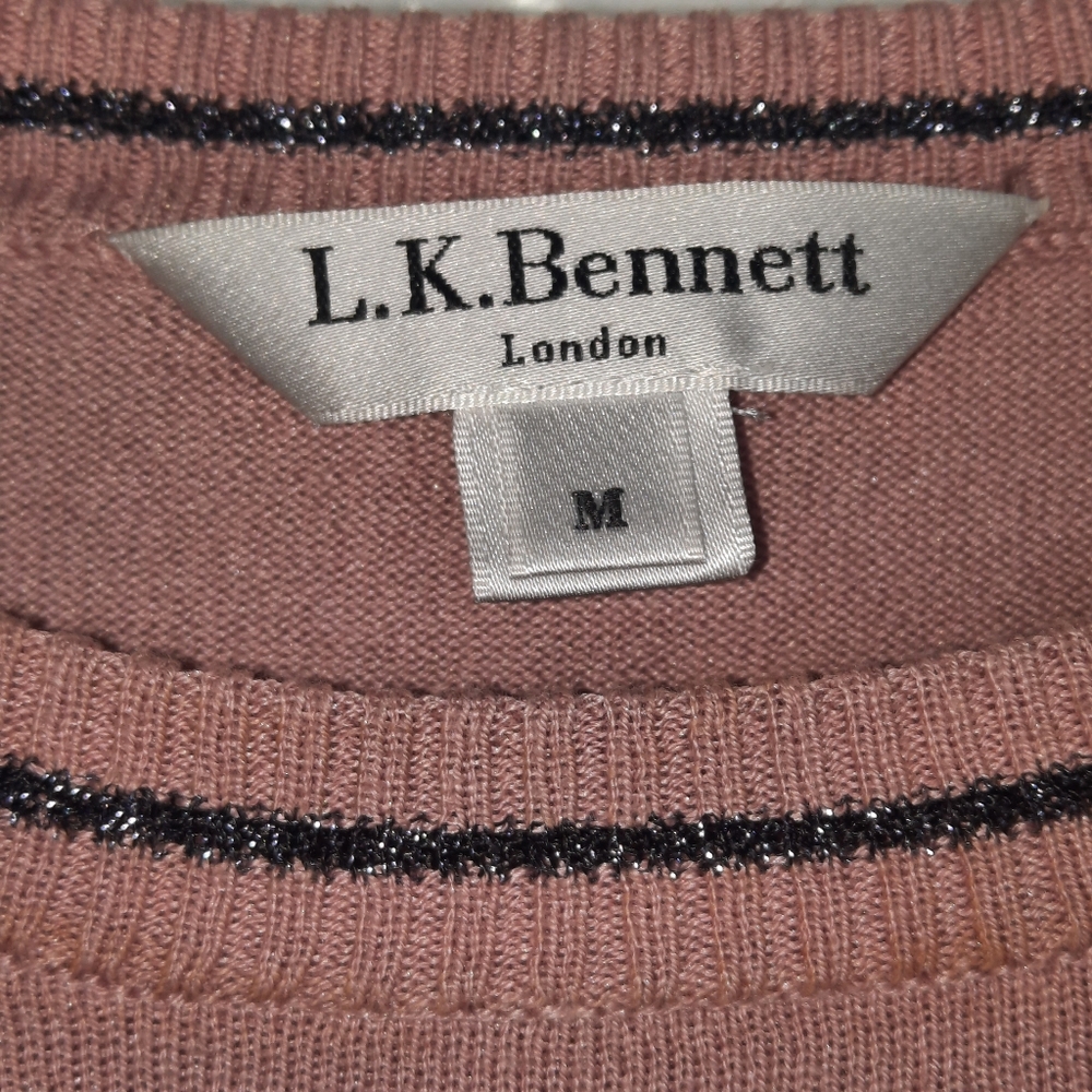 LK BENNETT Silk Blend Sweater Ruffle Half Sleeve Blush Pink London Knit Quiet M - Picture 4 of 6